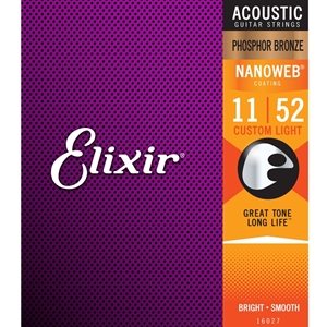 ELIXIR NANOWEB PHOSPHOR BRONZE ACOUSTIC STRINGS (.011-.052)