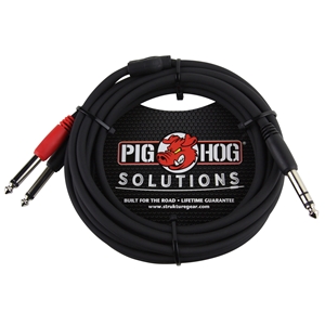 Pig Hog 10 ft TRS (M) to Dual 1/4" Insert Cable
