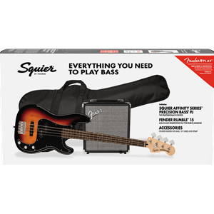Squier Affinity Series 3-Color Sunburst PJ Precision Bass Pack