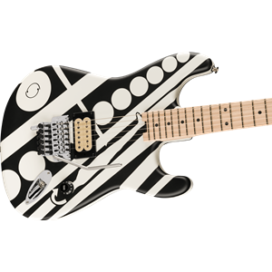 EVH Striped Series Circles, Maple Fingerboard, White and Black Electric Guitar