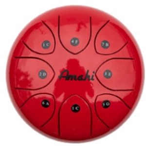 Amahi Steel Tongue Drum 10" Red w/Bag