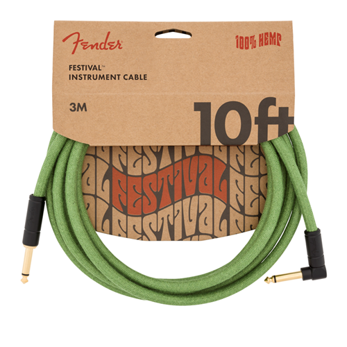 Fender Festival Hemp Instrument Cable Green 10 Feet