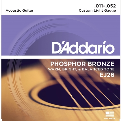 D'addario Phosphor Bronze Acoustic Custom Light Strings (.011-.052)