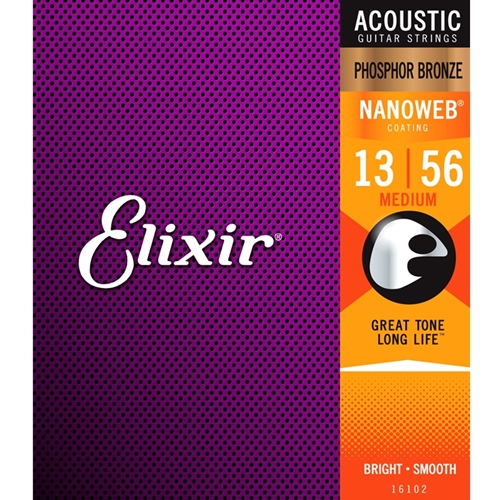 ELIXIR NANOWEB PHOSPHOR BRONZE MEDIUM STRINGS (.013-.056)