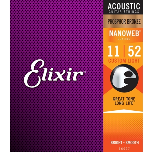 ELIXIR NANOWEB PHOSPHOR BRONZE ACOUSTIC STRINGS (.011-.052)