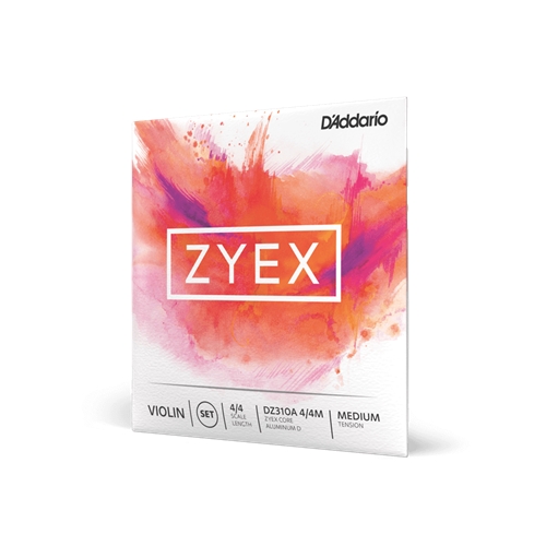 D'Addario Zyex Violin String Set, Aluminum D, 4/4 Med Tension