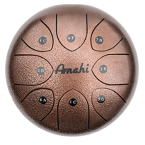 Amahi Steel Tongue Drum 6" Bronze w/Bag