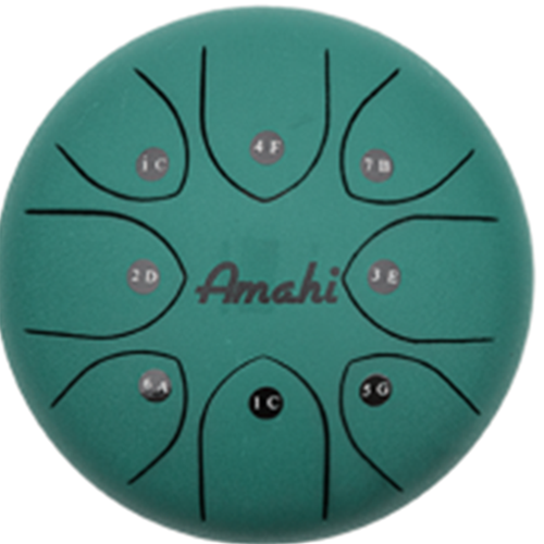 Amahi Steel Tongue Drum 8" Green w/Bag