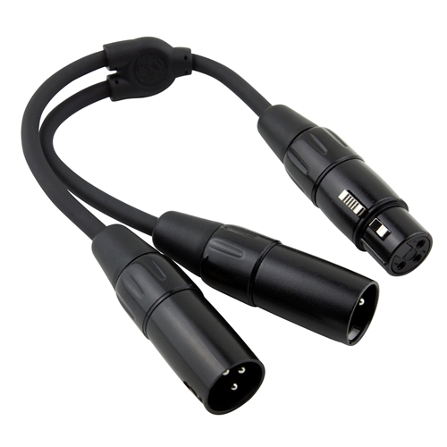 Pig Hog 6" Y Cable XLR (F) to Dual XLR (M)