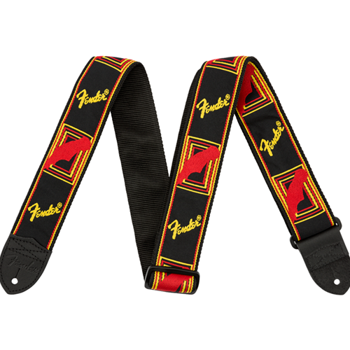 Fender 2" Monogrammed Strap Black/Yellow/Red