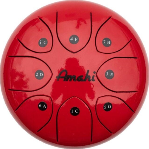 Amahi Steel Tongue Drum 8" Red w/Bag