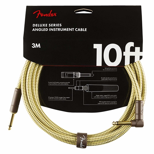 Fender Deluxe Series Instrument Cable 10' Tweed, Angled