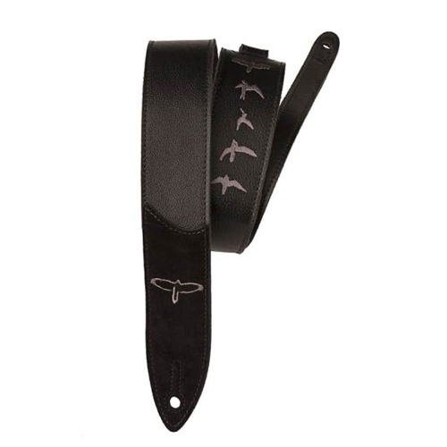 PRS Premium Leather Strap, Birds Embroidery, Black