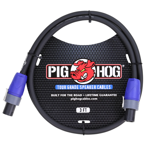 PIG HOG SPEAKER CABLE, 3FT (14 GAUGE WIRE), SPEAKON TO SPEAKON