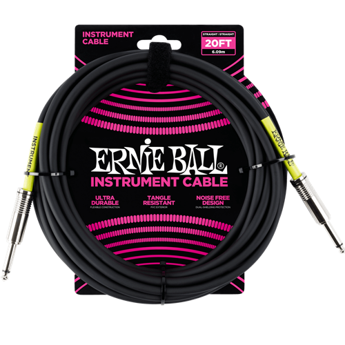 Ernie Ball 20' Straight/Straight Instrument Cable - Black