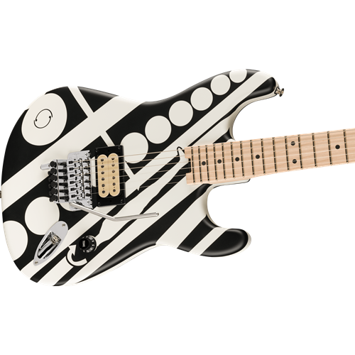 EVH Striped Series Circles, Maple Fingerboard, White and Black Electric Guitar