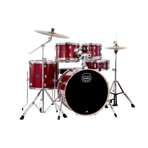 Mapex Venus Fusion 5 Piece Complete Setup - Crimson Red Sparkle