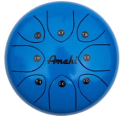 Amahi Steel Tongue Drum 10" Blue w/Bag