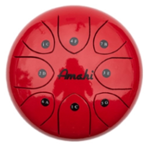 Amahi Steel Tongue Drum 10" Red w/Bag